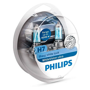 Лампа H7 12V-55W Philips PX26D +W5W 12-5W WhiteVision Ultra 12972WVUSM 2шт в боксе