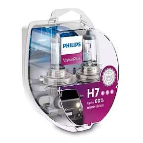 Лампа H7 12V 55W+60% Philips VisionPlus 12972VPS2 2шт PX26d