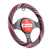 Оплетка на руль текстиль AUTOPROFI AP-1915 Multi/BL (M) мульти синий