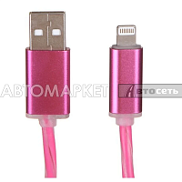 Кабель-переходник WIIIX USB-8 pin светящийся розовый CBL710-U8-10PK 1м
