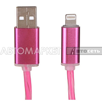 Кабель-переходник WIIIX USB-Lighthing светящийся розовый CBL710-U8-10PK 1м