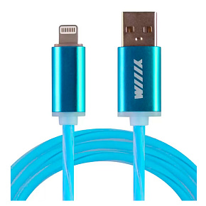 Кабель-переходник WIIIX USB-Lighthing светящийся синий CBL710-U8-10BU 1м
