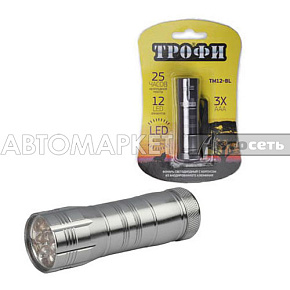 Фонарь Трофи TM12-BL 12*LED алюм. 3*AAA бл.