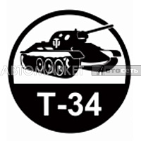 Наклейка танк "Т-34" черный 40*40см