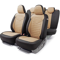 Чехлы LINEN 15 пр. лён черн/бежевый 3D-крой AUTOPROFI LIN-1505BK/BE