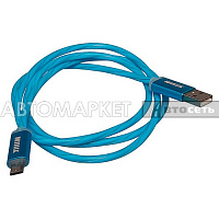 Кабель-переходник WIIIX USB-микроUSB светящийся синий (CBL710-UMU-10BU) 1m