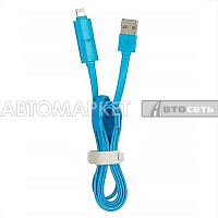 Кабель-переходник "2 в 1" с колпачками USB-8 pin/микро-USB синий (CB800-U8MU-10BU) WIIIX 1м