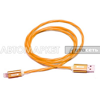 Кабель-переходник WIIIX USB-8 pin светящийся оранжевый (CBL710-U8-10OG) 1м