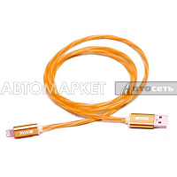 Кабель-переходник WIIIX USB-Lighthing светящийся оранжевый (CBL710-U8-10OG) 1м