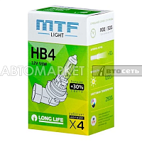 Лампа галогенная MTF light HB4 9006 12V 55W LONG LIFE