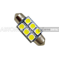 *Лампа SV003 T11 (SV8.5) 6 SMD 36мм блистер (белый) A78253S***