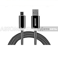 Кабель-переходник WIIIX USB-микроUSB светящийся черный (CBL710-UMU-10B) 1m