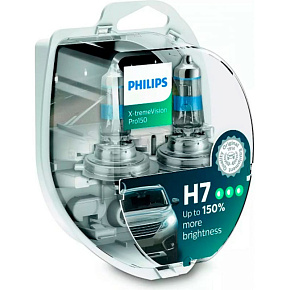 Лампа H7 12V 55W PX26d +150% света Philips X-treme Vision Pro 150 2шт. 12972XVPS2