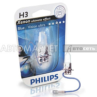 Лампа H3 12V-55W Phillips Blue Vision блистер 12336BVU
