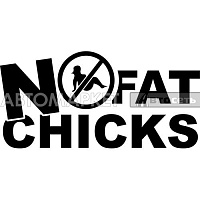 Наклейка "No FAT chicks"черный 9*10см