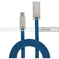 Кабель-переходник WIIIX USB-микроUSB синий шелк CB955-2А-UMU-SK-12BU 120 см разъем цинк