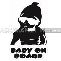 Наклейка "Baby on Board" черный 12*17см