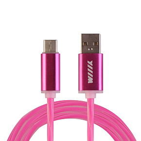 Кабель-переходник WIIIX USB-Type-C светящийся розовый CBL710-UTC-10PK 1м