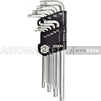 Набор ключей TORX-SECURY Г-образных 9 предметов CrV T10-T50 VOREL 56478