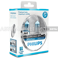 *Лампа Н4 12V 60/55W Philips White Vision+W5W 12V-5W (W2,1x9,5d) WHV (2 шт) 12342WHVSM **